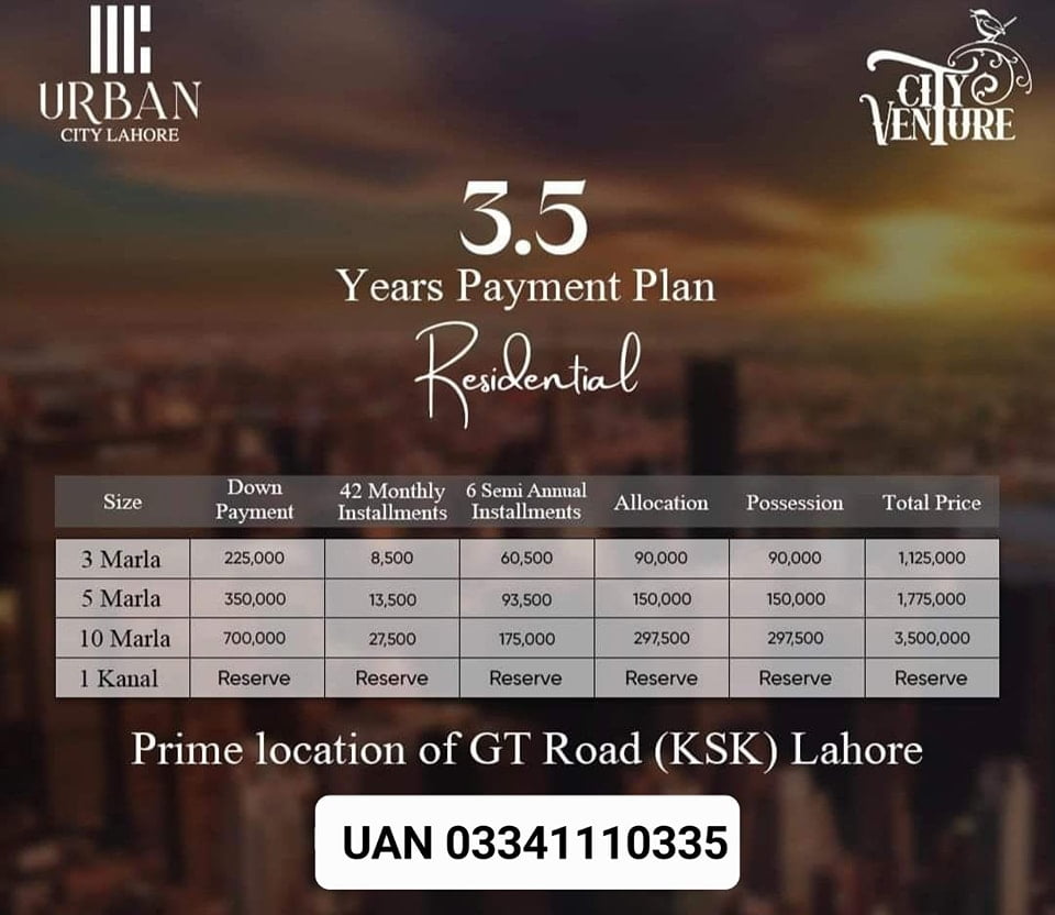 3.5 year new booking payment plan urban city