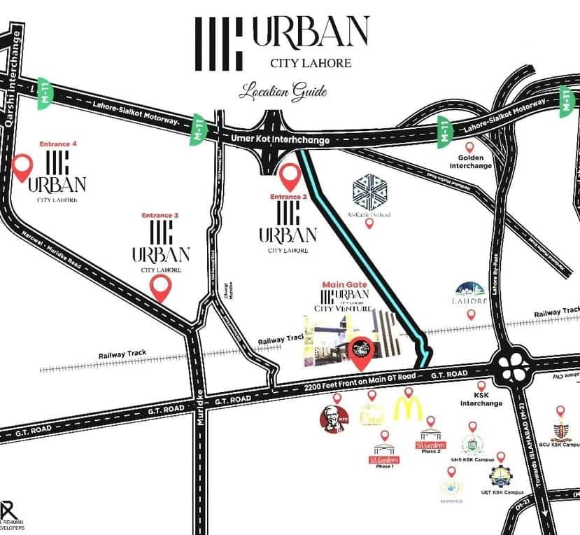 Location Map of Urban City Lahore