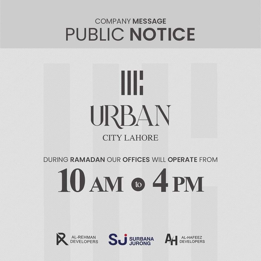 Ramzan Timing at Urban City Lahore Office