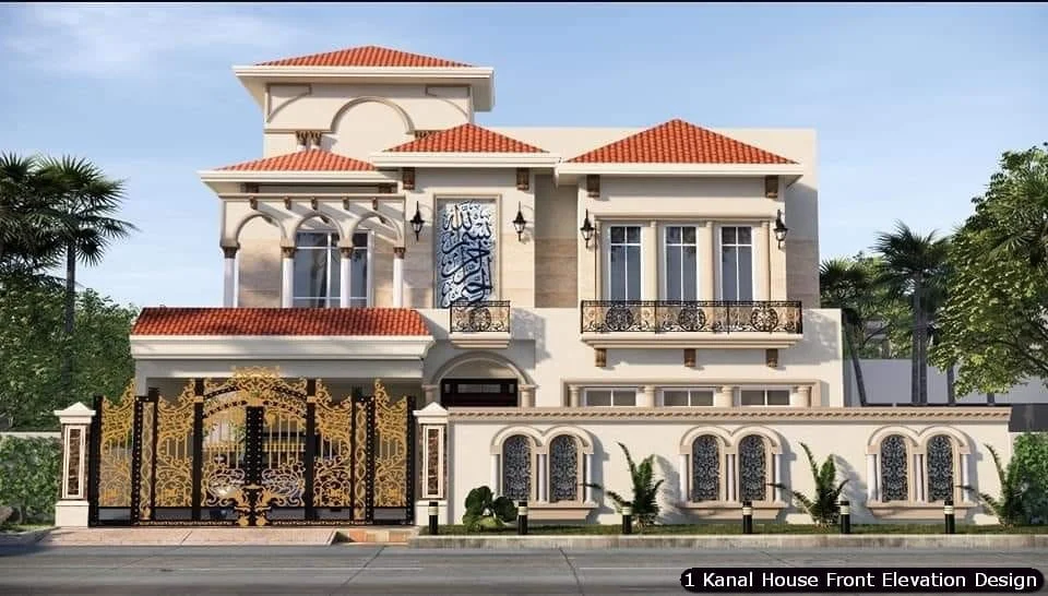 1 One Kanal House Spanish Front Elevation Design (12)