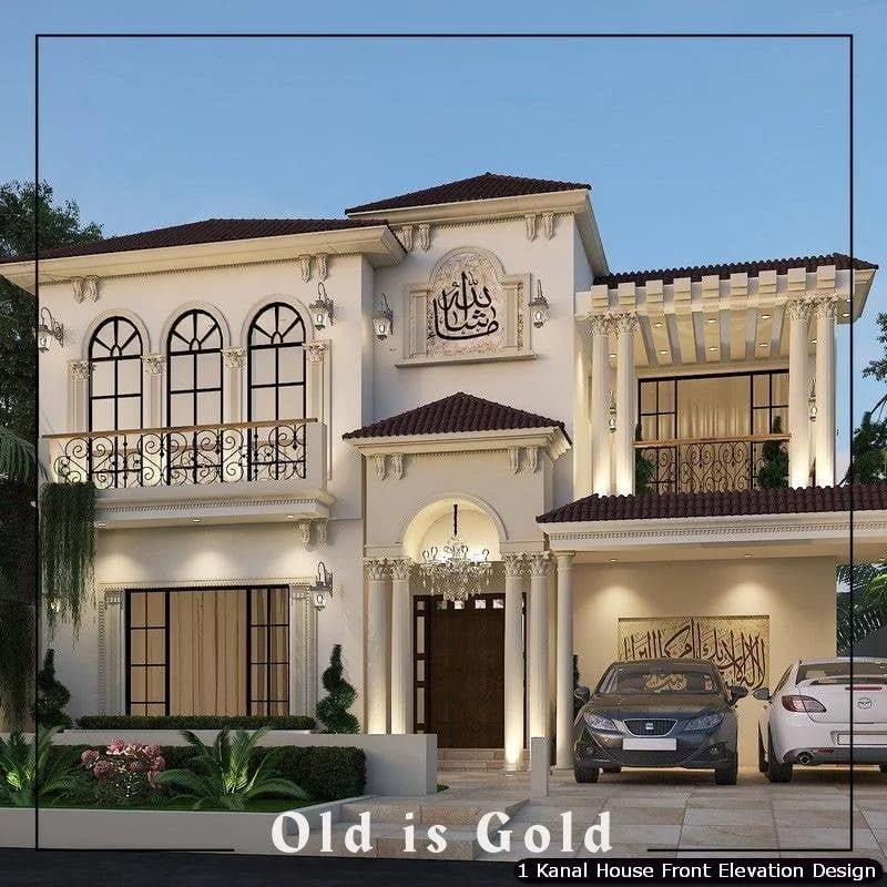 1 One Kanal House Spanish Front Elevation Design (13)