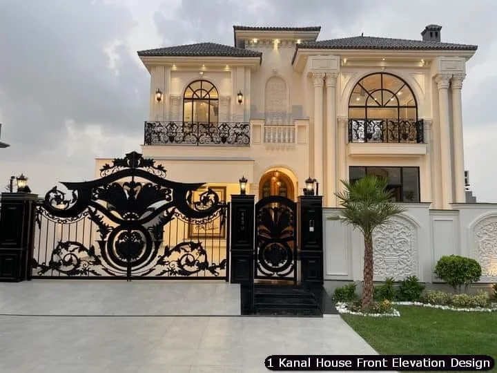 1 One Kanal House Spanish Front Elevation Design (8)