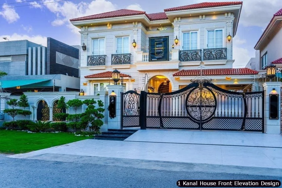 1 One Kanal House Spanish Front Elevation Design (9)