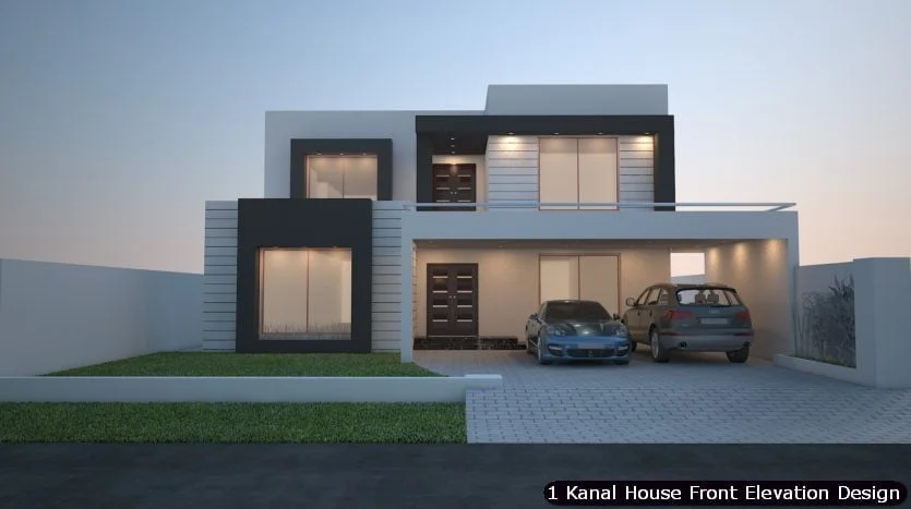 1 One Kanal Modern House Front Elevation Design (1)