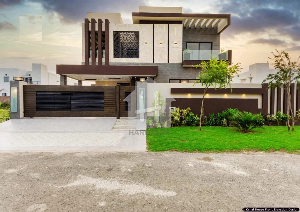1 One Kanal Modern House Front Elevation Design (10)