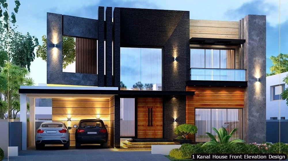 1 One Kanal Modern House Front Elevation Design (11)