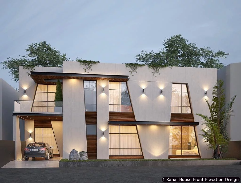 1 One Kanal Modern House Front Elevation Design (12)