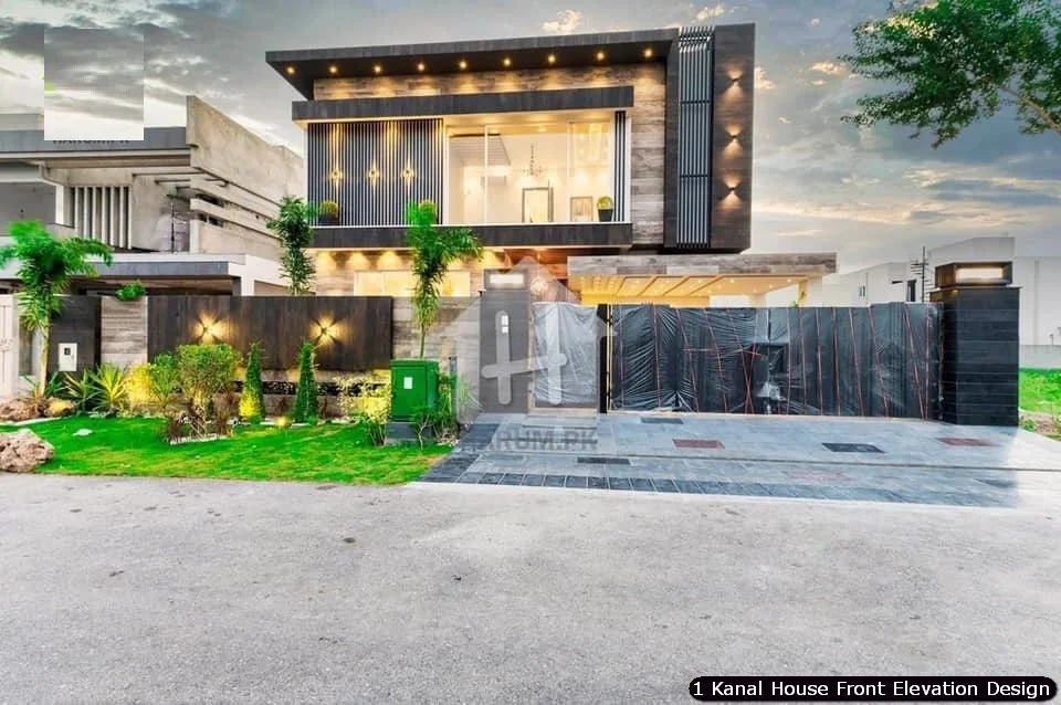 1 One Kanal Modern House Front Elevation Design (13)