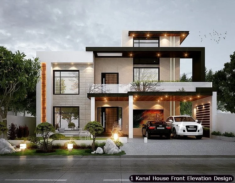 1 One Kanal Modern House Front Elevation Design (15)