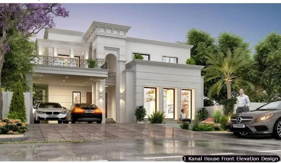 1 One Kanal Modern House Front Elevation Design (17)