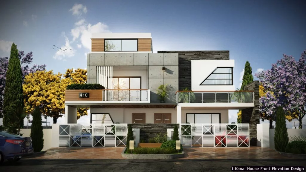 1 One Kanal Modern House Front Elevation Design (18)