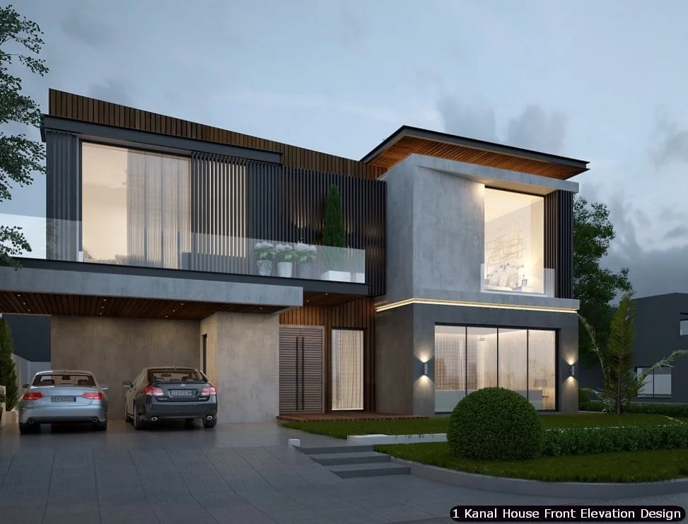 1 One Kanal Modern House Front Elevation Design (20)
