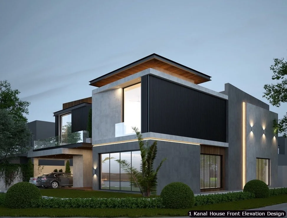 1 One Kanal Modern House Front Elevation Design (21)