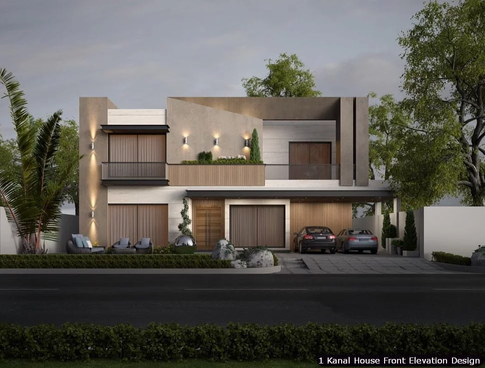 1 One Kanal Modern House Front Elevation Design (24)