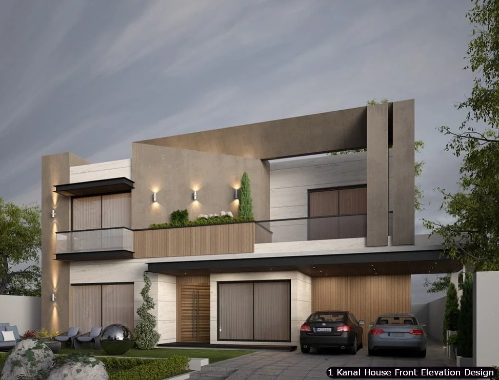 1 One Kanal Modern House Front Elevation Design (25)