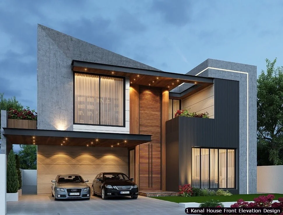 1 One Kanal Modern House Front Elevation Design (27)