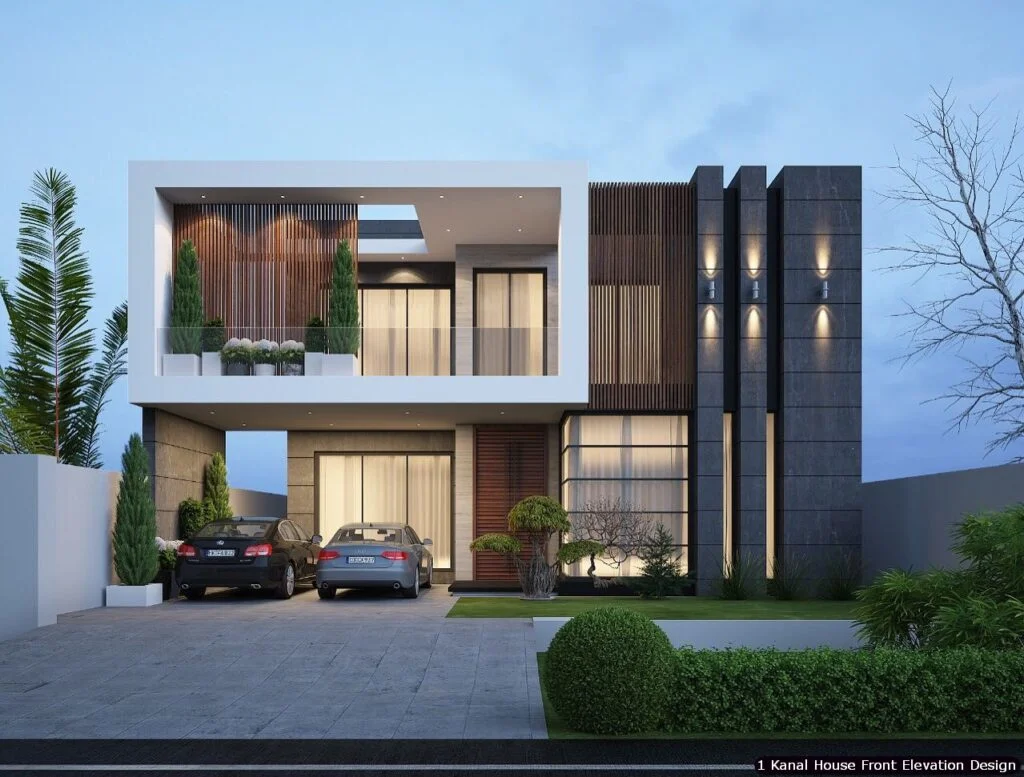 1 One Kanal Modern House Front Elevation Design (28)