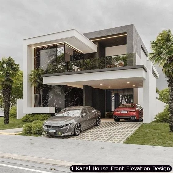 1 One Kanal Modern House Front Elevation Design (32)