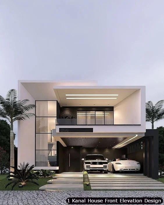 1 One Kanal Modern House Front Elevation Design (33)