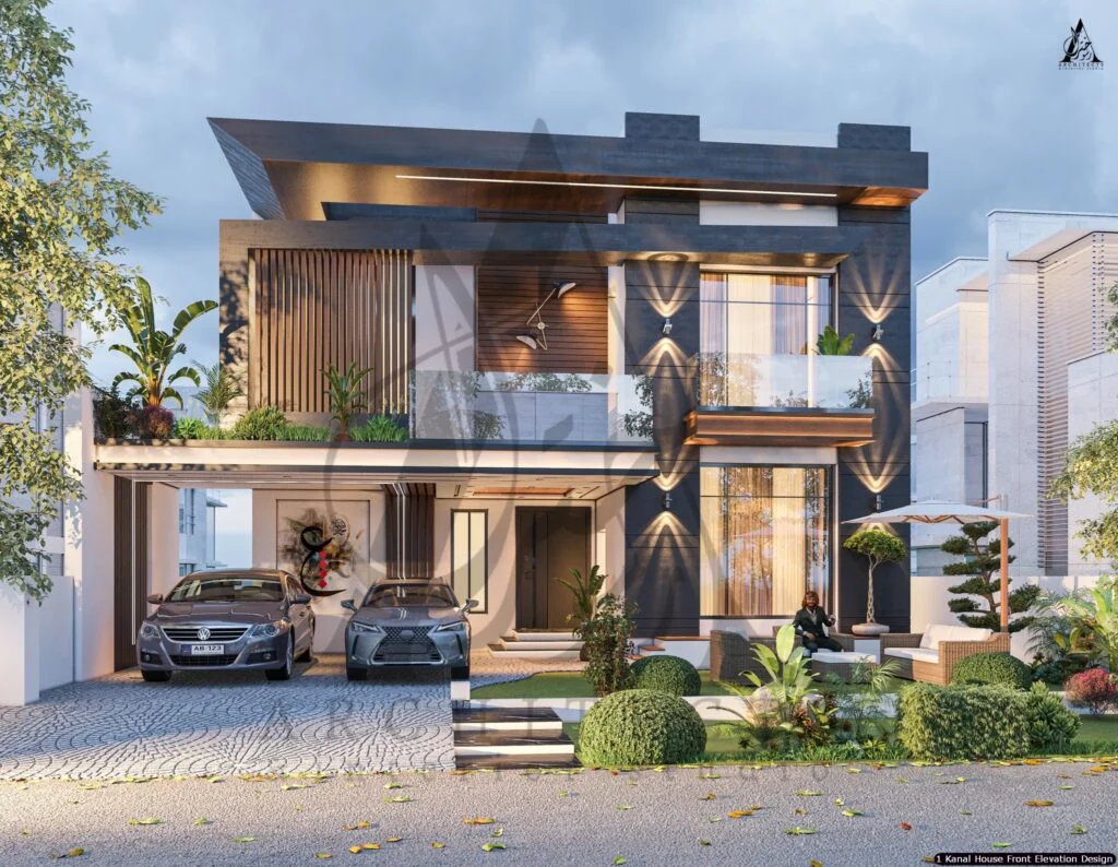 1 One Kanal Modern House Front Elevation Design (42)