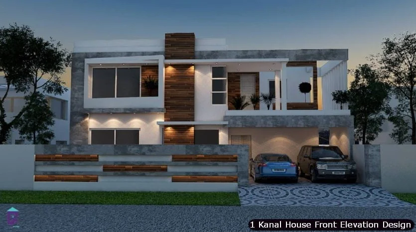 1 One Kanal Modern House Front Elevation Design (5)