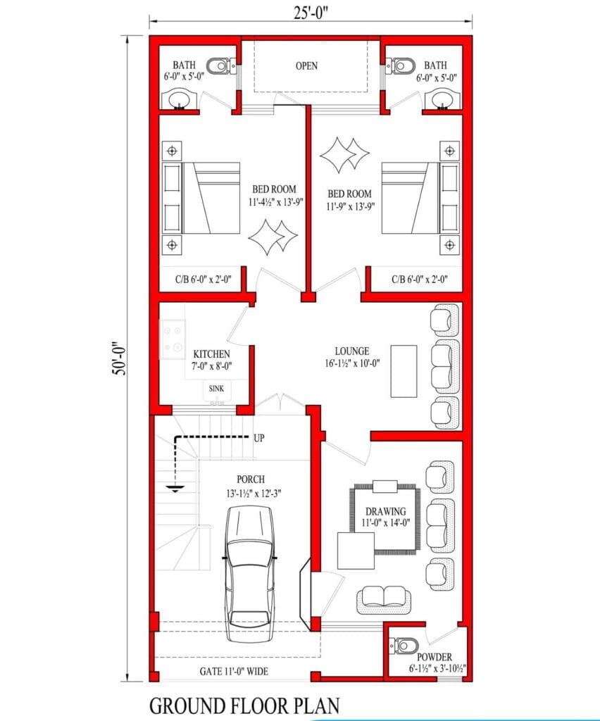 5 Marla Best Ground Floor Plan