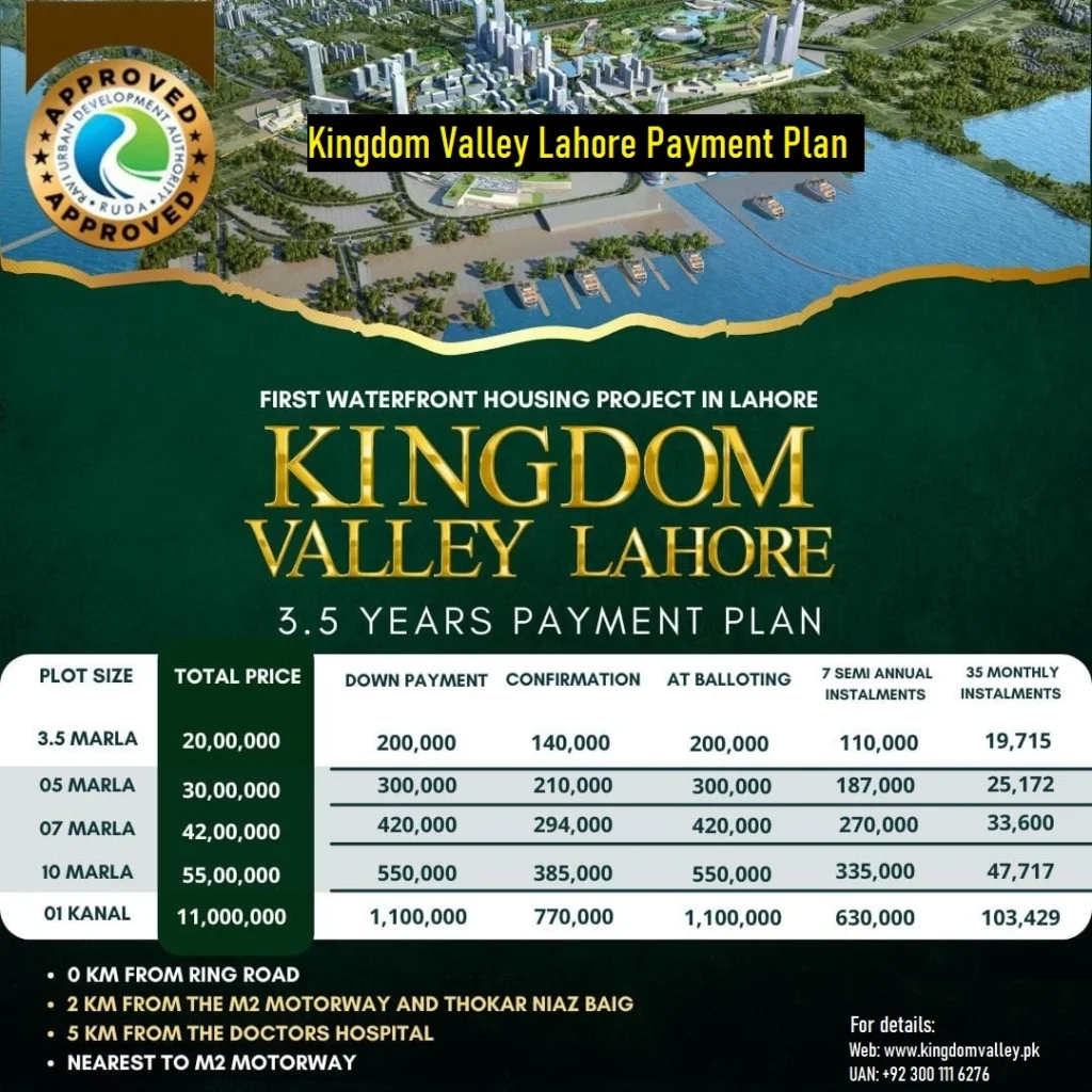 Kingdom Valley Lahore Payment Plan