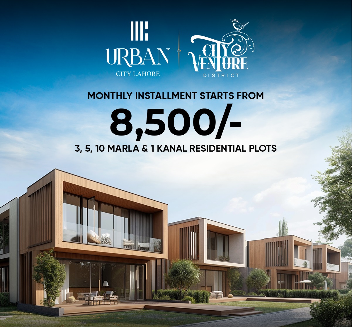 3, 5 & 10 Marla Plots in Urban City Lahore on Easy Installment Plan