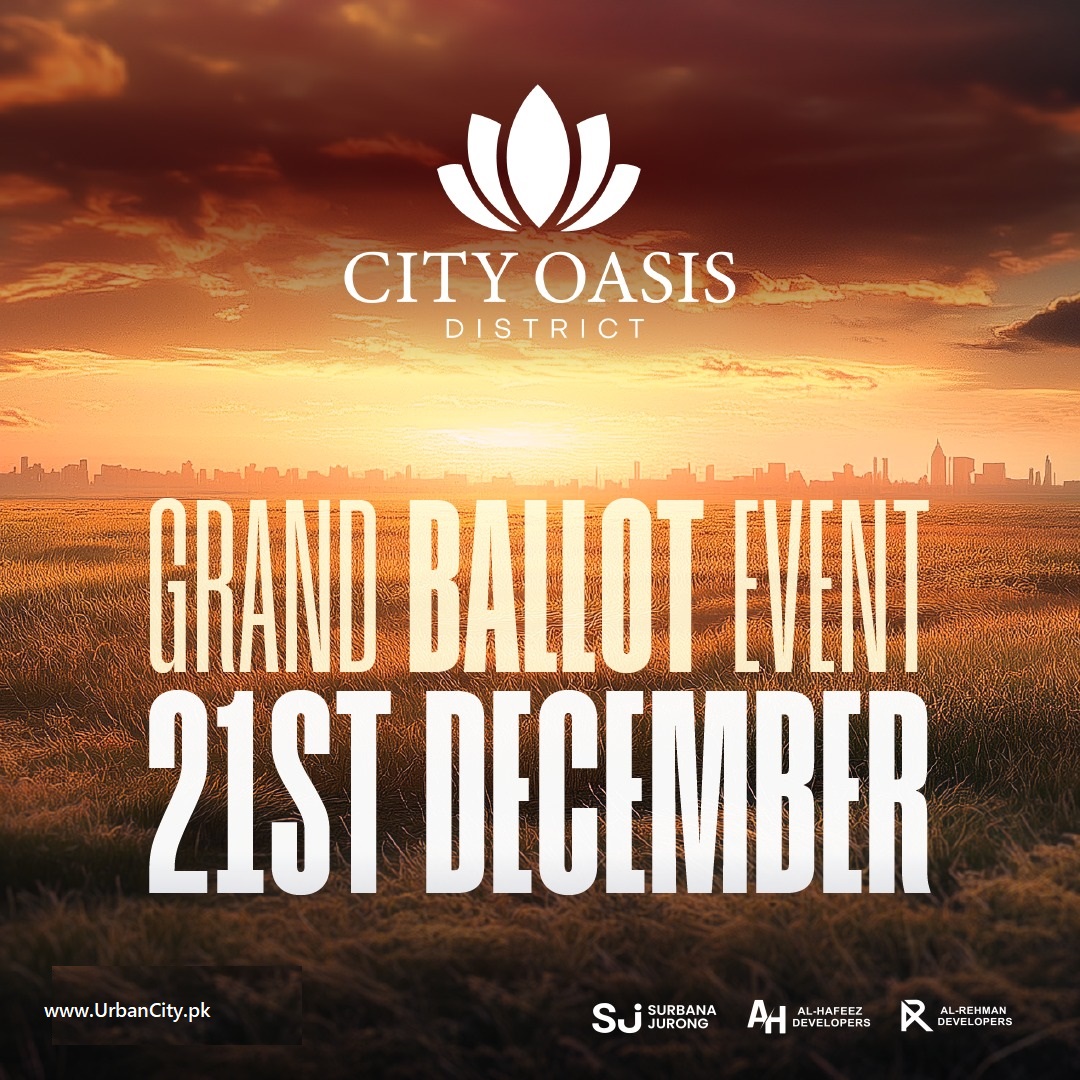 Urban City Lahore City Oasis Block Balloting Date 21st December 2024