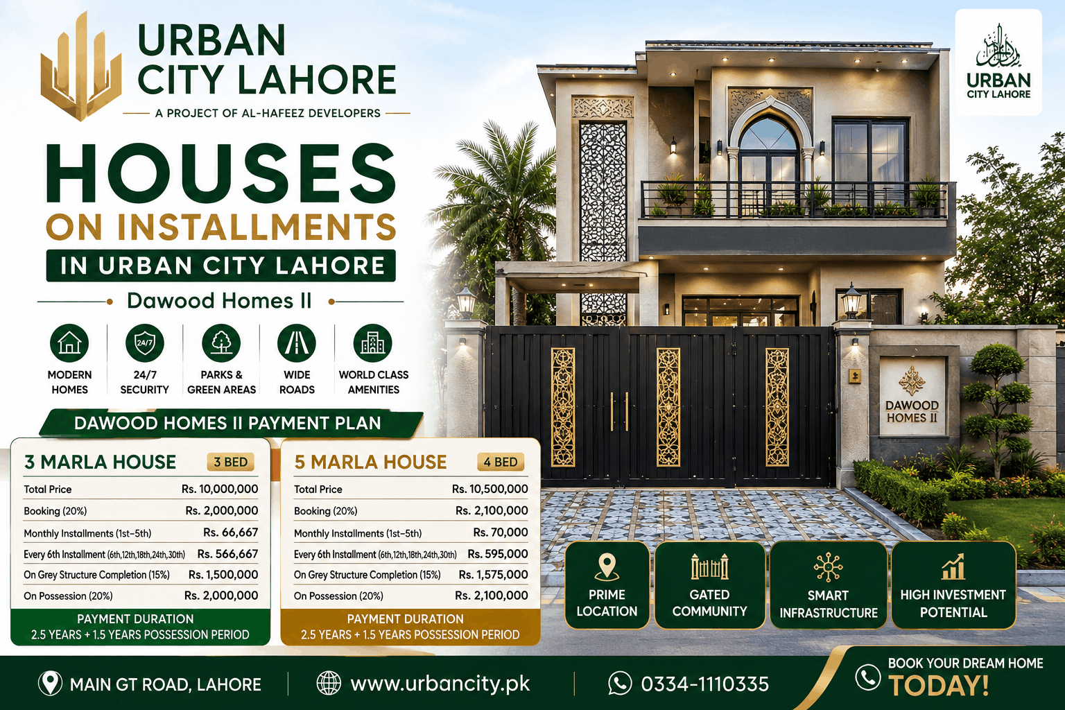 Urban City Lahore House on Installments