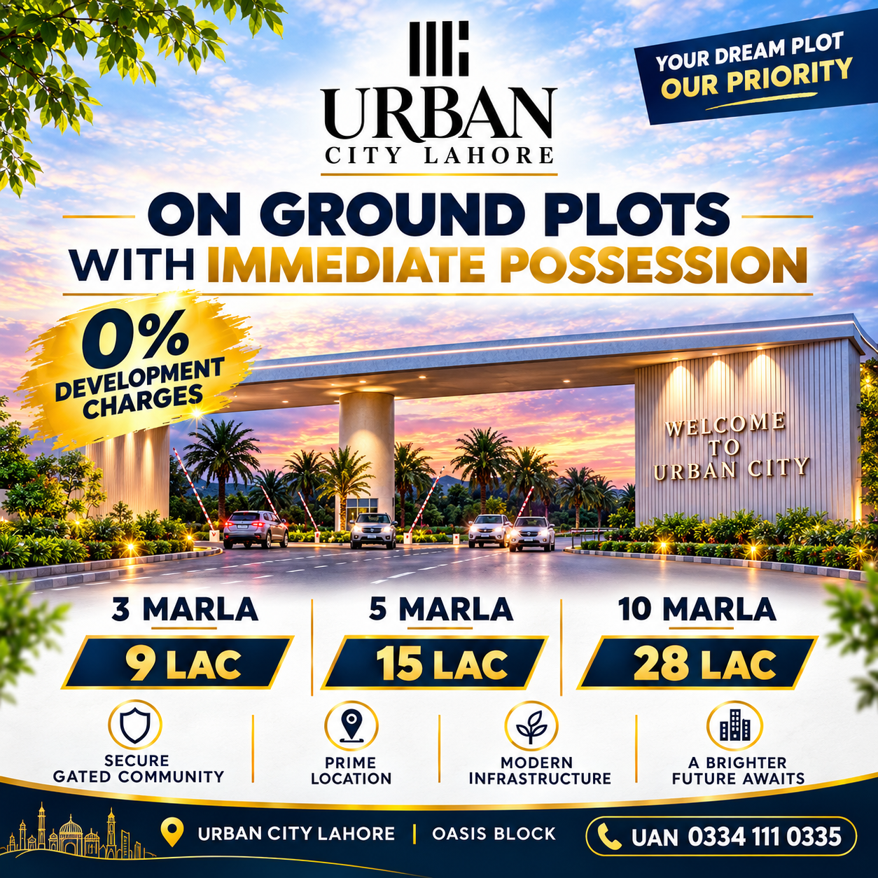 Onground Plots in Urban City Lahore